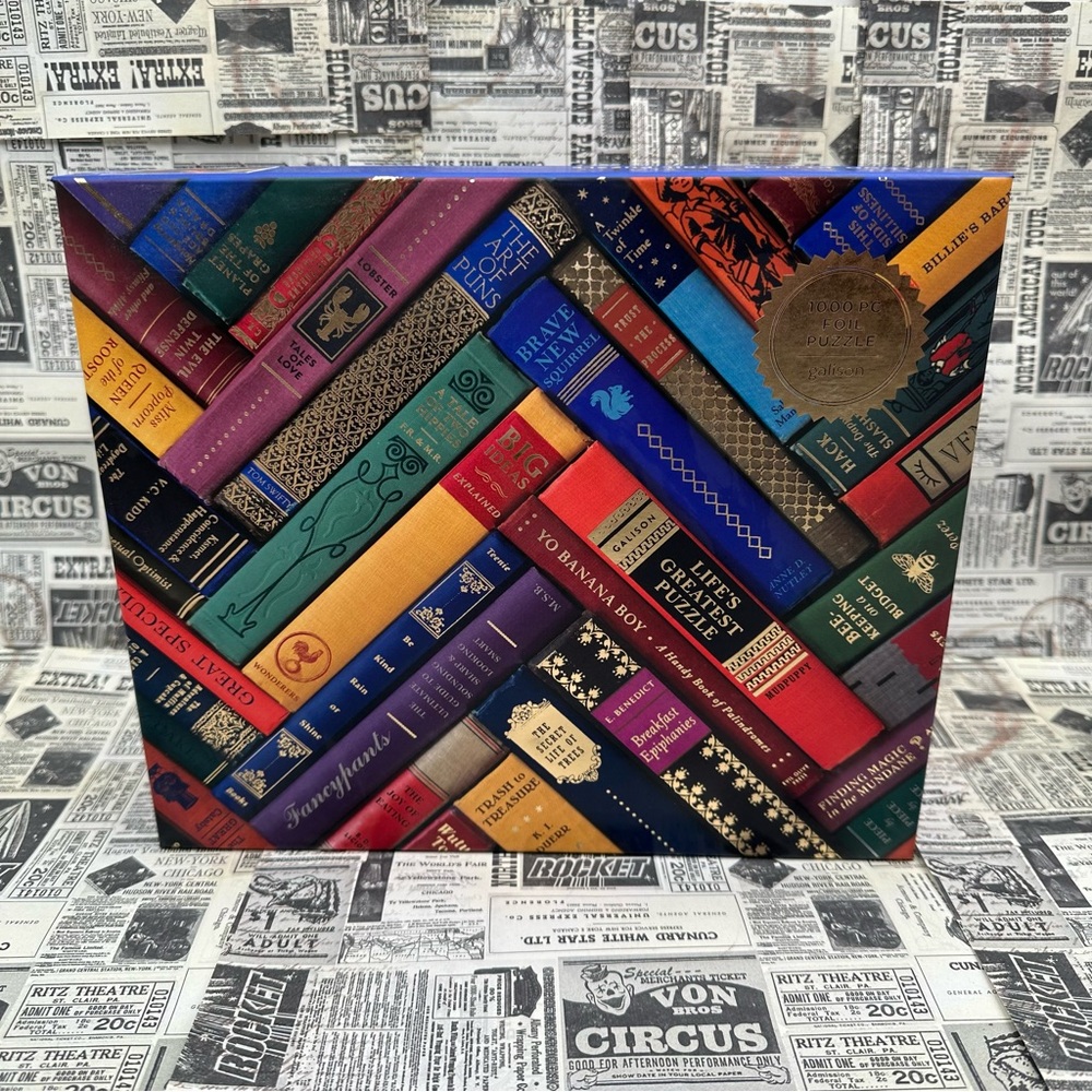 Galison Phat Dog Vintage Library 1000 Piece Foil Stamped Jigsaw Puzzle